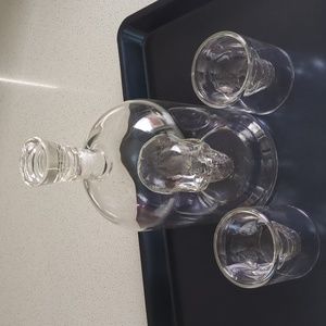 Whiskey bottle and shots cups